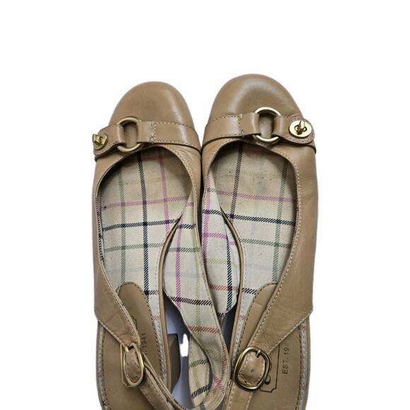 COACH "OCTAVA" TAN LEATHER SLING BACK HEELED SANDAL SIZE 9 B - Picture 3 of 8